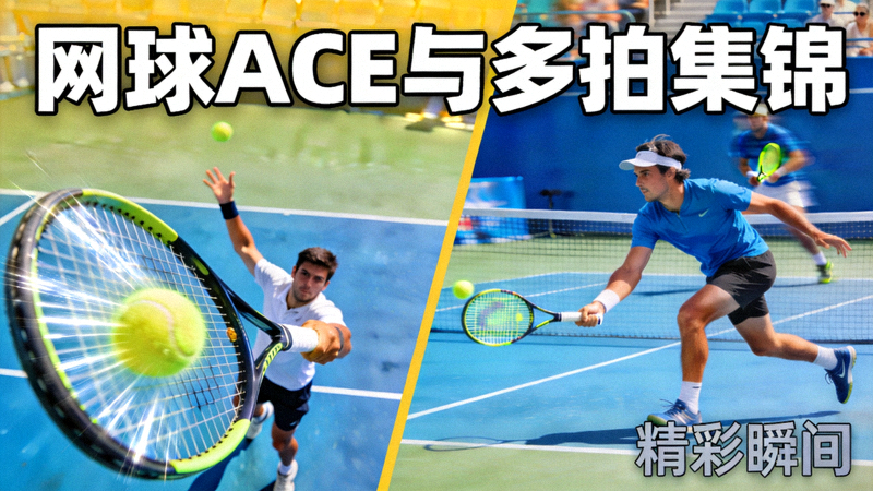 网球比赛ACE球和多拍回合集锦视频缩略图